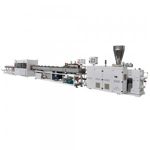 China Tube Extrusion Machine / Electric PVC Pipe Making Machine With Twin Screw Extruder Dual Pipe 20 - 50mm supplier