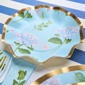 Customize Hydrangea Theme Table Setting Party Decoration Disposable Paper Plates Party Supplies For Tea Party