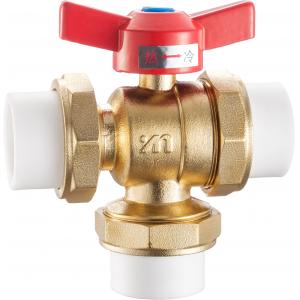 China 3203 Three Way Cold-Hot Switching Brass Valve Ball Type Sizes DN20 DN25 with Equal Tee PP-R or FxMxM Pipe Connections supplier