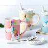wholesale 370ml ceramic mug with lid dolomite household cute coffee mugs