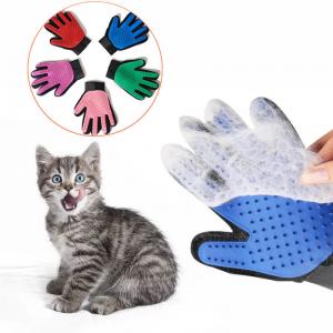 Colourful Cat / Dog Grooming Gloves Hair Deshedding Brush For Bath Clean