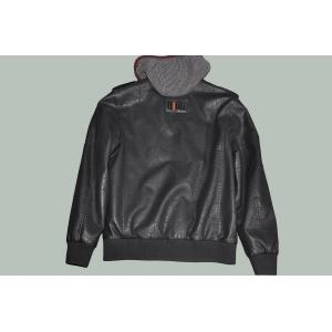 Talla 52 modificada para requisitos particulares, talla 54 y diseñador, chaqueta de bombardero para hombre negra del cuero de la PU con las capillas