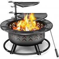 China 2 In 1 Portable Charcoal Fire Pit Bbq Outdoor For Wood Burning With Fireplace Poker on sale