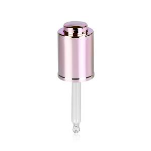 18mm Cosmetic Small Glass Dropper Round Shape With Bamboo Push Button