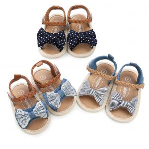 New fashion Cotton and PU Anti-slip sole princess dress infant crib Baby girl sandals
