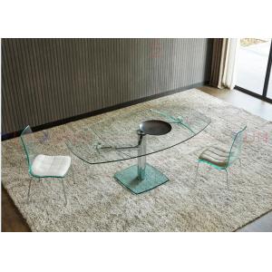 China Extendable Flexible Multifunctional Dining Table With Two Leaf Glass Top supplier
