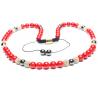 Shamballa Handcrafted Beaded Necklaces with Red Coral and Hematite Rounds Beads