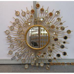 Round Metal Mirror Wall Decor Sunburst Style 37 Inch Diameter Metal Wire Frame