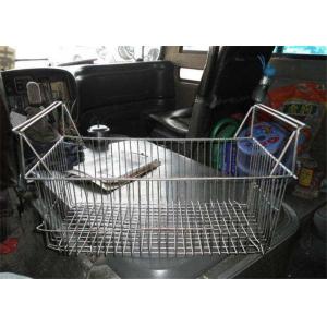 China 120mm  Galvanized Rectangular Wire Baskets With Handles Stainless Steel Polish Woven supplier