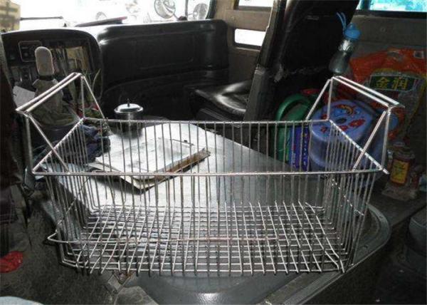 120mm Galvanized Rectangular Wire Baskets With Handles Stainless Steel Polish