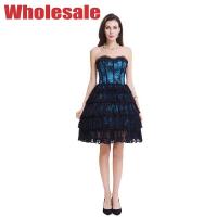 China Dark Blue Lace Bustier And Corset Plus Size Steel Boned Corset Dress on sale