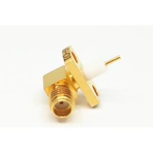 SSMA Right Angle Female 4 Holes Flange Mount Adapter RF Coaxial Connector