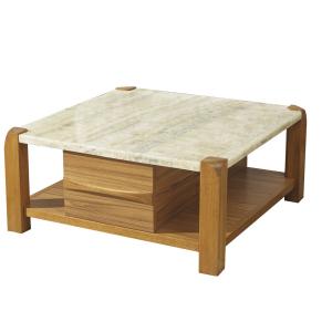modern designed teak color coffee table,made from MDF with solid wood frame and marble top