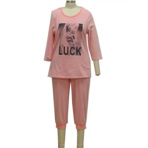 China Polyester Viscose Ladies Pajama Sets Three Quarter Tops &amp; Pants For Autumn wholesale