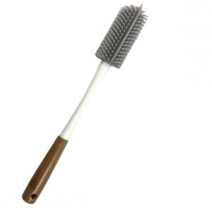 OEM Custom Kitchen Tool Bamboo Handle Dish Brush With TPR Scraper