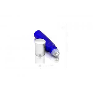 Blue Color Small Glass Roll On Aromatherapy Bottles Round Shape Frosted Surface