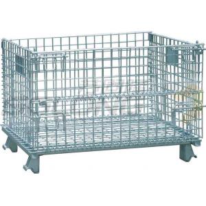 China Foldable Galvanized Wire Container Storage Cages , Mobile Storage Cages With Side supplier