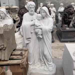 Marble Holy Family Sculpture Virgin Mary Saint St. Joseph Statues Catholic Religious White Stone Carving Life Size