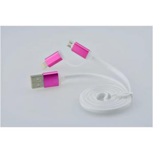China 2 in 1 USB Metal Housing Cable Micro USB + Lightning Data Cable for iPhone/  Samsung supplier