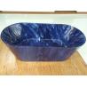 China 1700mm length ovel acrylic blue marble color freestanding bath tub with center drainer wholesale