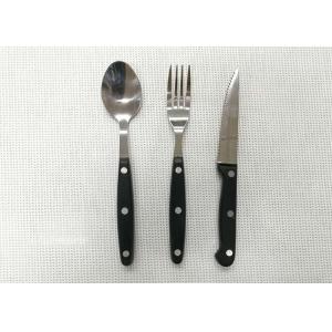 Plastic Handle Stainless Steel Flatware Sets of 3 Pieces Knife Fork and Spoon Length 20cm