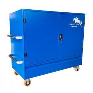China Lockable Large Metal Blue Horse Equipment Saddle Tack Box With 2 Saddle Holders supplier