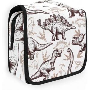 Shockproof and durable  Dinosaur Travel Toiletry Bag for Boys Kids Vintage Dinosaur Pattern Cosmetic Organizer Bag