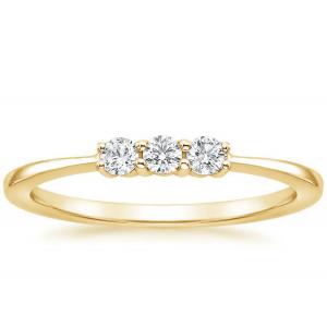 China Stone Size 3mm 14K Yellow Gold Jewelry , 3 Stone Engagement Ring Claw Setting Type supplier
