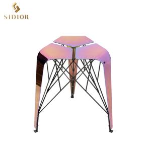 China Original Design Modern Unique Stool Cafe Home Portable Dining Chair Stool Stainless Steel Colorful Stool supplier