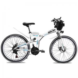 White 26 Inch Folding Electric Bike  350W 48V 10AH 35 Km/H Max Speed