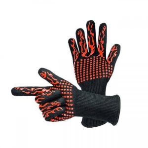 China Heat Resistant BBQ Grill Gloves Mixed Fibre Liner Criss Cross Finishing supplier