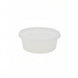 8oz Round Clear Plastic Soup Storage Containers With Lids Microwavable 4 1/2" X 4 1/2" X 1 3/4"