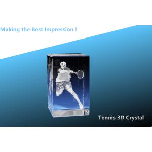 China tennis crystal 3d award/3d crystal trains/crystal block/blank crystal blocks/crystal cube supplier