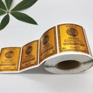 China Gold Foil Stamped Stickers Printed Labels Rectangle Logo Roll Food Wine Bottle Labels Wedding supplier