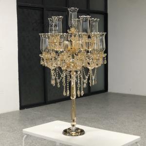 Lead Lamp Crystal Hurricane Candle Holders Amber Color Crystal Candelabra For Big Event 135CM