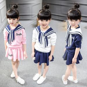 2016 Kid Girl Clothes Navy Sport Cute Style Clothing Set 2pcs Summer Top + Fashion Skirt