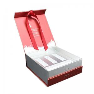 China OEM Flap Lid Magnetic Rigid Gift Box With Ribbon And EVA Insert supplier