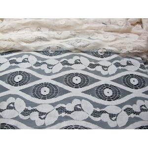 China Soft Ivory Cotton Nylon Voile Lace Fabric , Floral Lace Mesh Fabric SYD-0012 wholesale