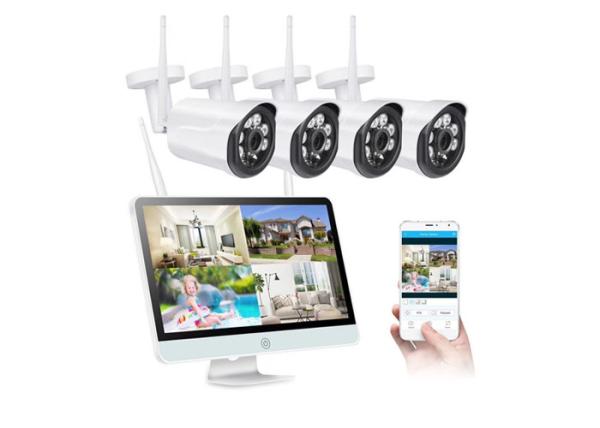 720P 4 channels WiFi CCTV Camera Kit 30 Meters IR Range Real Time Remote Monitoring