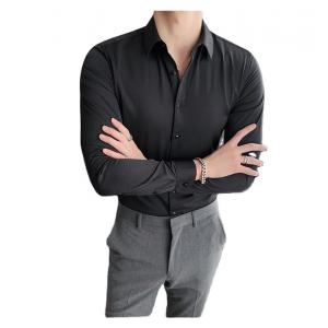 Viscose/Polyester/Spandex Formal Shirt for Men Professional Slim Fit Solid Color Shirt