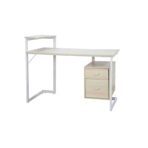 China 2 Storage Drawers Modern Computer Desk White Oak Elegant With Elevated Shelf supplier