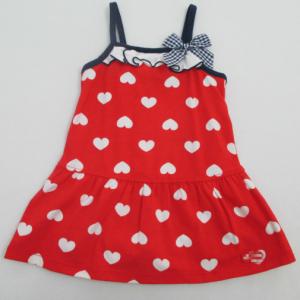 Hearts Print Cotton Jersey Pretty Baby Girl Dresses Baby Girl Spaghetti Straps Dress