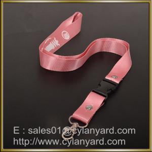 China Pink Nylon lanyard for ID badge holder, nylon neck ribbon with detachable buckle supplier
