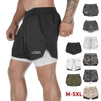China Custom Logo Double Layers Fitness Sportswear Mens Workout Compression Running Gym Shorts on sale