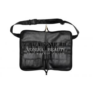 Pro Makeup Brush Bag PU Leather Portable 26 Pockets Cosmetic Brush Holder with Artist Belt Strap