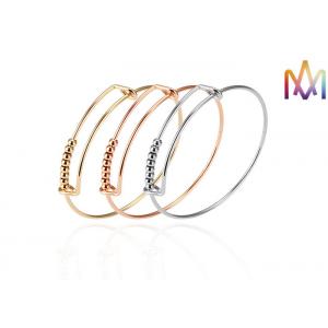 SS304 Twisted Expandable Movable Bead Womens Engraved Bracelets