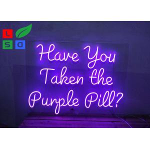 Custom Hanging Neon Word Signs Colorful Acrylic Purple Logo For Nightclub Decoration