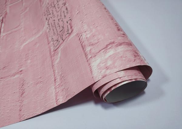 Pink Washable Self Adhesive Brick Wallpaper Environmental Dustproof