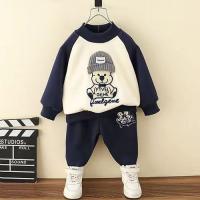 China Teddy Bear Print 100 Cotton Baby Children Clothing Set No Hood on sale