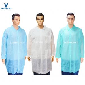 OEM CE Nonwoven Protective Lab Coat Disposable Visitor Coat with Label Accessories